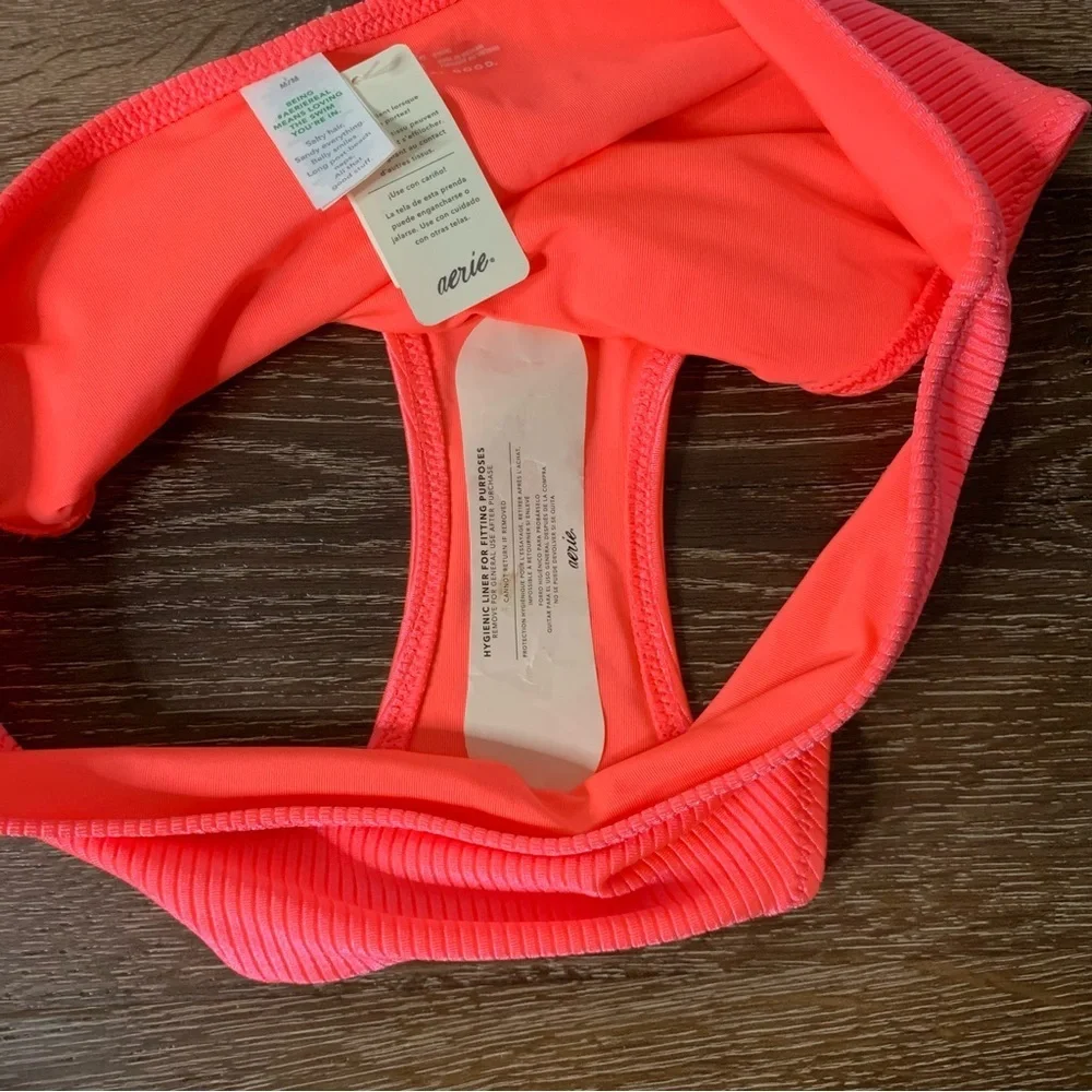 Aerie womens pink ribbed 2 piece bikini swimsuit M NWT